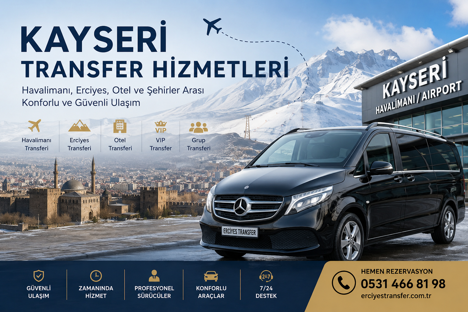 # Kayseri Transfer Hizmetleri: Havalimanından Erciyes’e Konforlu Ulaşım